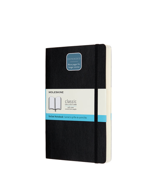 Black Classic Notebook - Expanded Version - Black Softcover / Dotted / Large Moleskine