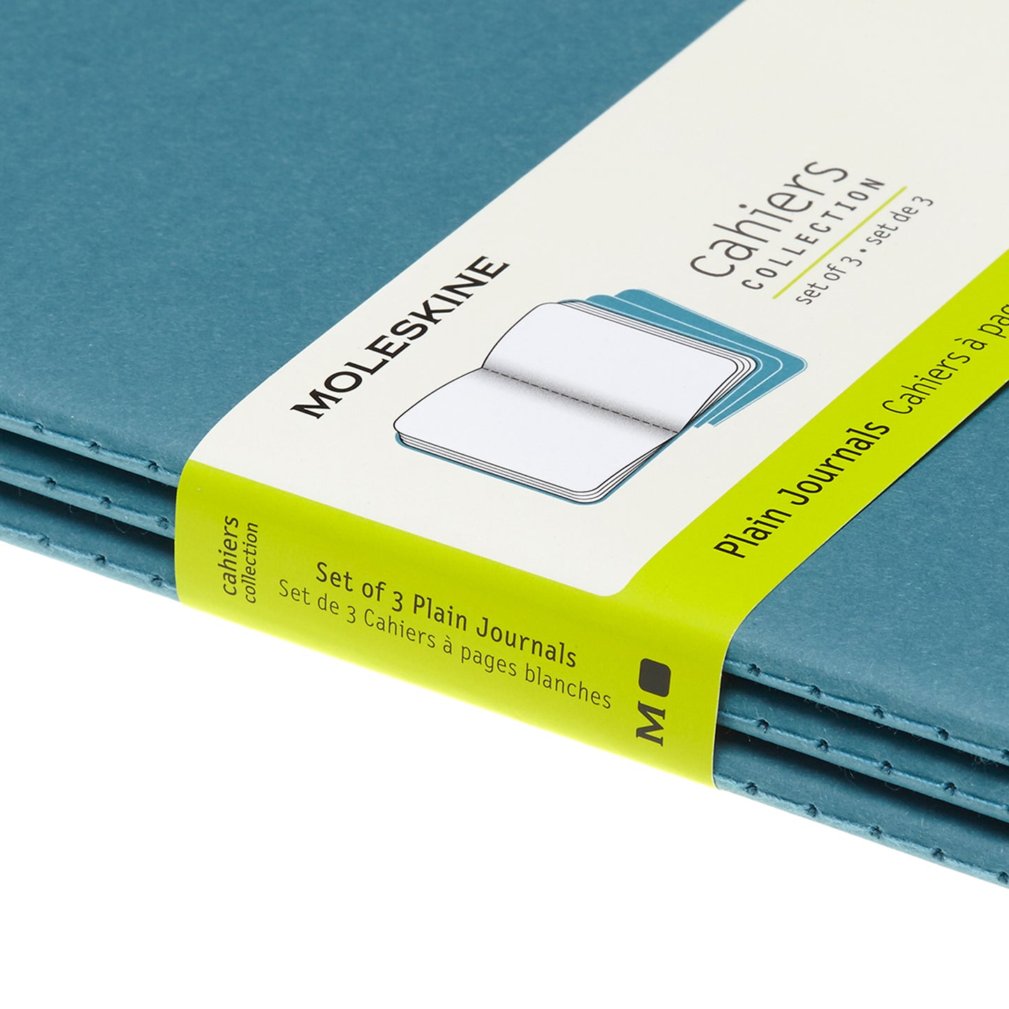 Steel Blue Large Cahier Notebook - Set of 3 Black / Ruled / Large,Black / Plain / Large,Black / Dotted / Large,Black / Squared / Large,Brisk Blue / Ruled / Large,Brisk Blue / Plain / Large,Brisk Blue / Dotted / Large,Brisk Blue / Squared / Large Moleskine