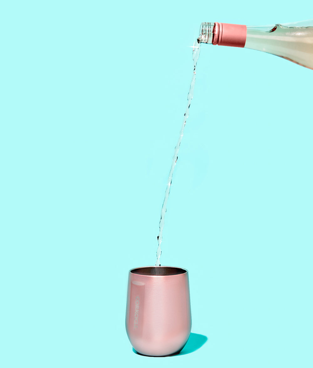 Pale Turquoise Corkcicle™ Metallic Stemless Wine Tumbler Prosecco,Masquerade,Rosé Metallic Corkcicle