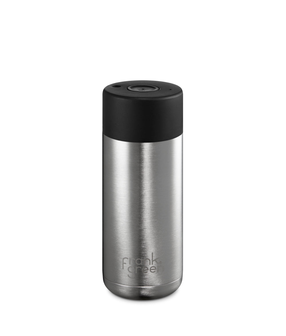 Dim Gray frank green™ Large (16 oz) Ceramic Reusable Coffee Cup Brushed Steel Frank Green