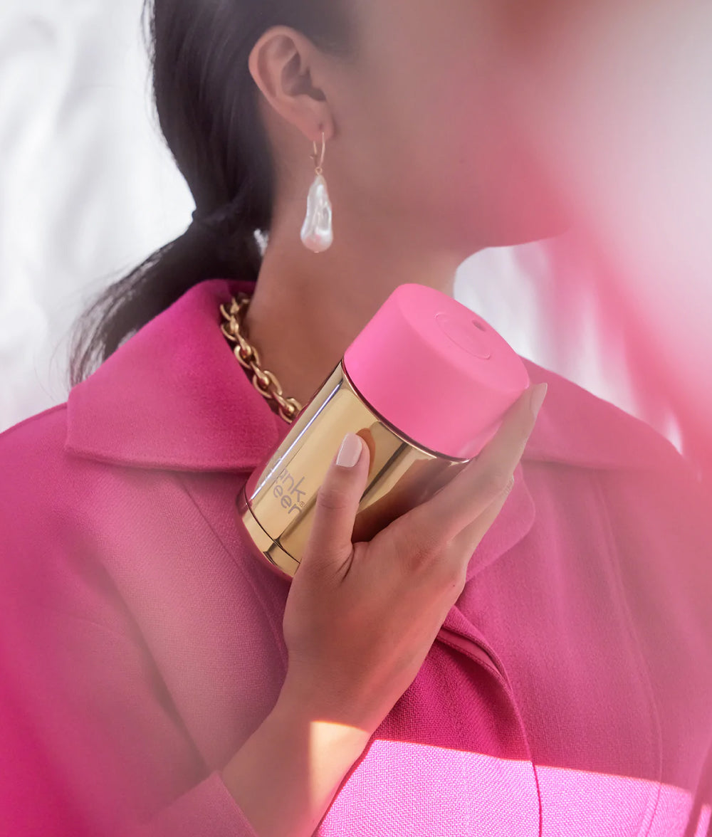 Pale Violet Red frank green™ Chrome Gold Ceramic Reusable Cup With Push Button Lid Cloud,Midnight,Neon Pink Frank Green