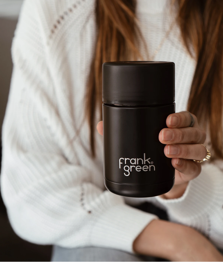 Gray frank green™ Regular Ceramic Reusable Cup Blushed,Mint Gelato,Cloud,Black,Khaki,Brushed Steel Frank Green