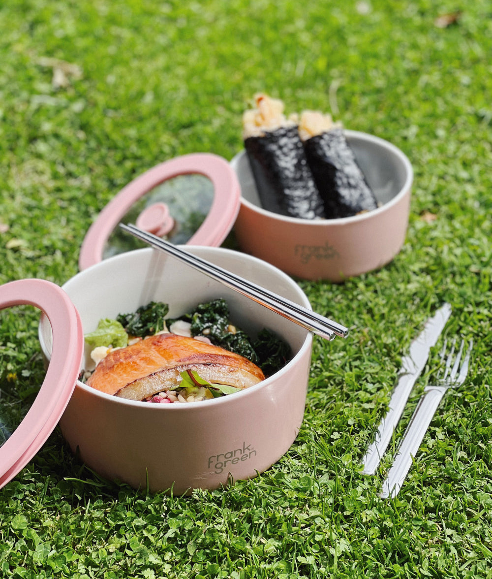 Olive Drab frank green™ Porcelain Bowls With Glass Lids (2-pack) Cloud,Mint Gelato,Blushed Frank Green