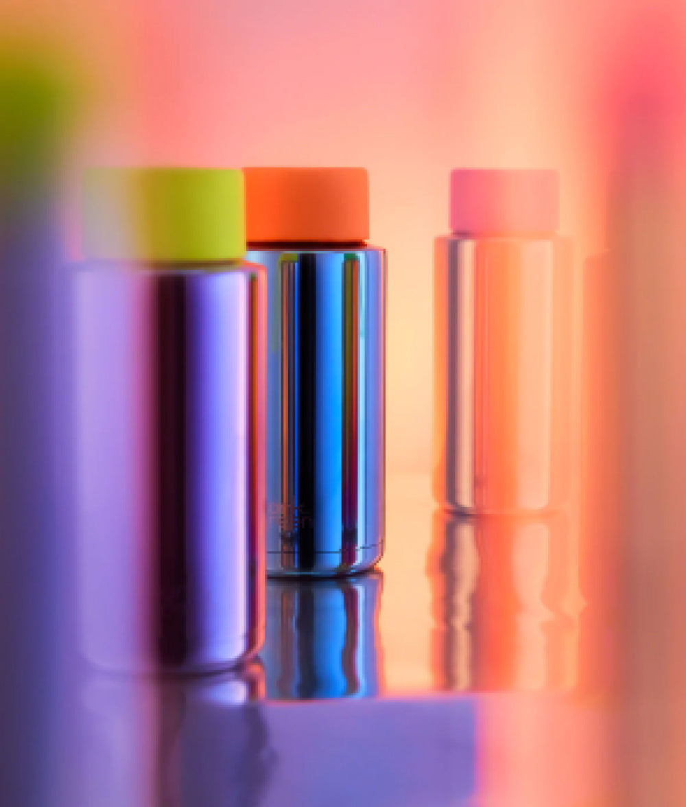 Dark Salmon frank green™ Chrome Blue Ceramic Reusable Bottle With Straw Lid Cloud,Neon Orange Frank Green