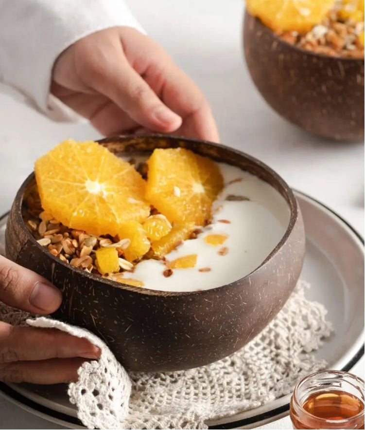 Rosy Brown Coconut Bowl & Wooden Spoon Combo Jungle Culture