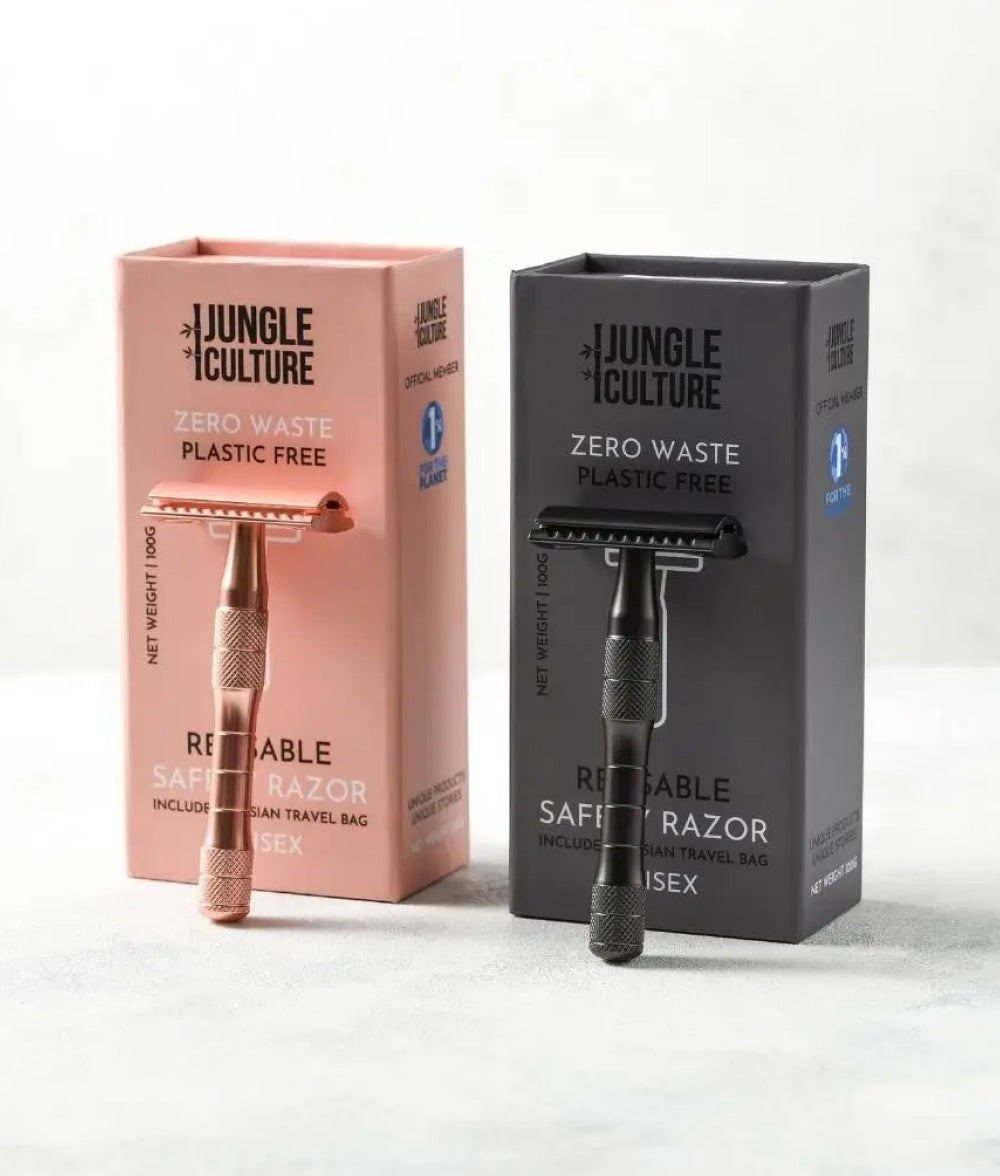 Dark Slate Gray Metallic Black & Rose Gold Reusable Safety Razors Metallic Black,Rose Gold Jungle Culture