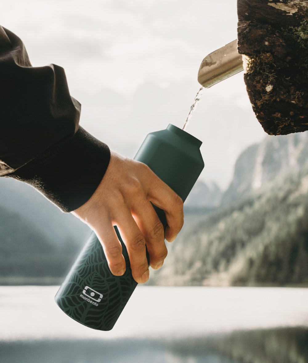 Light Gray MB Steel Graphic Insulated Bottle Jungle,Blossom Monbento