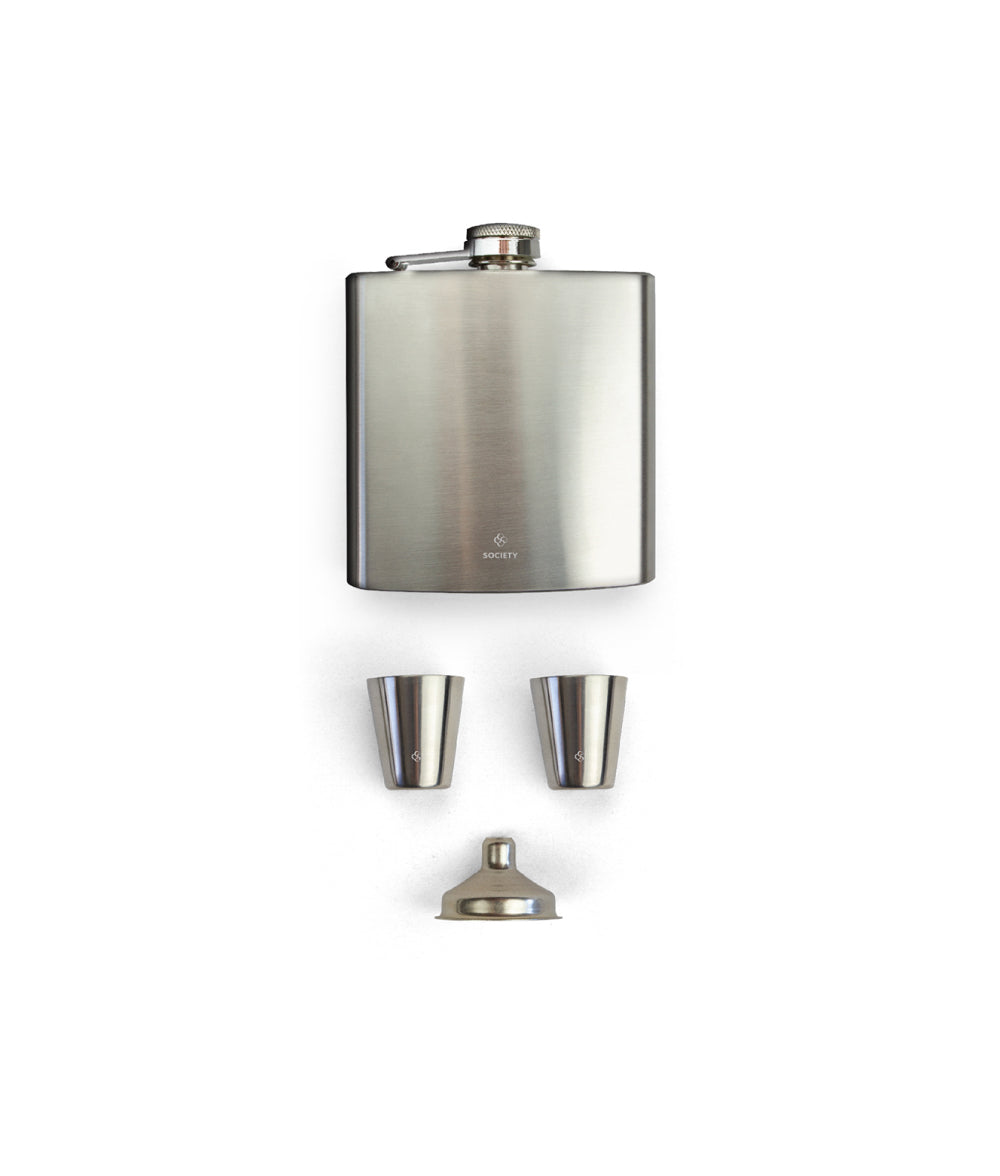 Light Gray Society Paris Stainless Steel Flask & Shotglass Set Society Paris