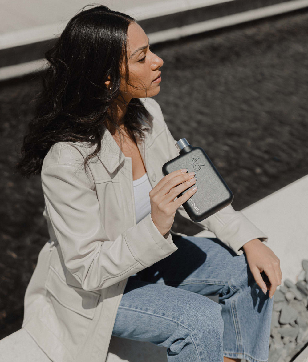 Dark Slate Gray A6 Stainless Steel memobottle™ - Matte Black Memobottle