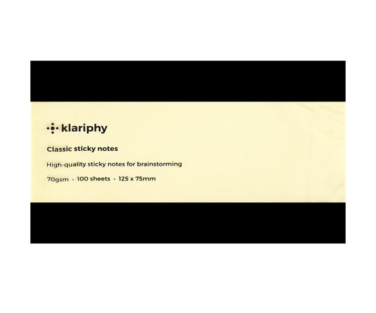 Black Classic Sticky Notes (125x75) - Set of 12 Klariphy