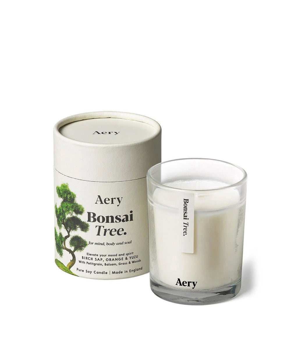 Light Gray Botanical Soy Candle Bonsai Tree Aery Living