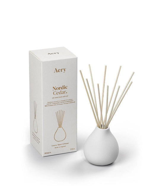 Light Gray Fernweh Reed Diffuser Nordic Cedar Aery Living