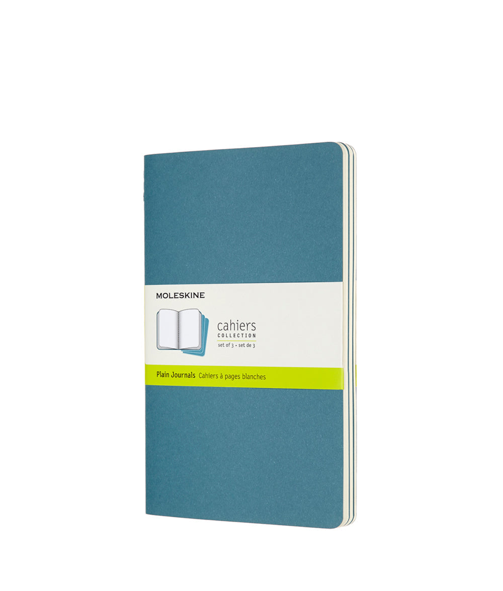 Steel Blue Large Cahier Notebook - Set of 3 Brisk Blue / Plain / Large Moleskine