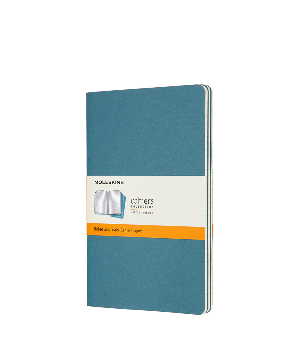 Slate Gray Large Cahier Notebook - Set of 3 Brisk Blue / Ruled / Large Moleskine