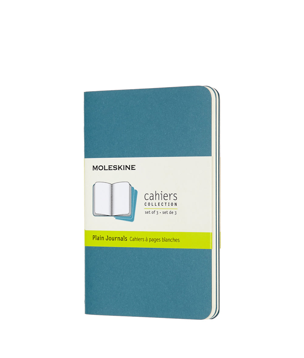 Wheat Pocket Cahier Notebook - Set of 3 Brisk Blue / Plain / Pocket Moleskine