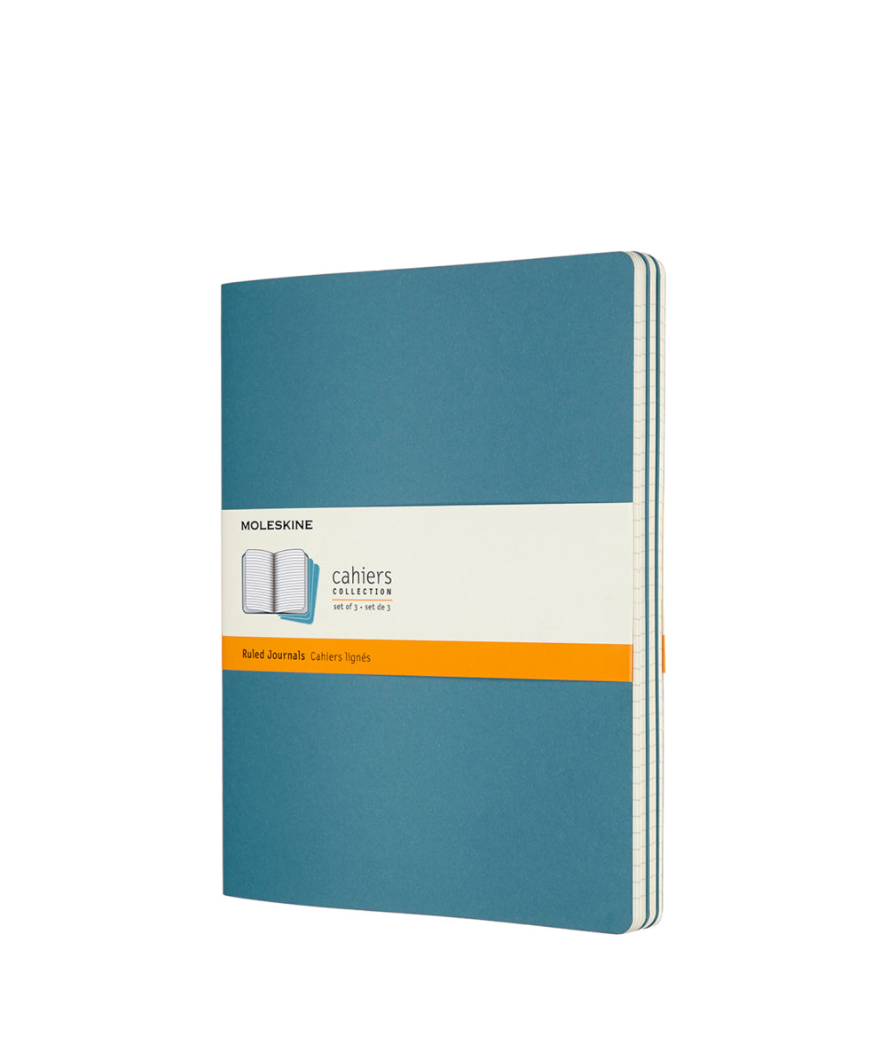 Steel Blue Extra Large Cahier Notebook - Set of 3 Brisk Blue / Ruled / Extra Large Moleskine