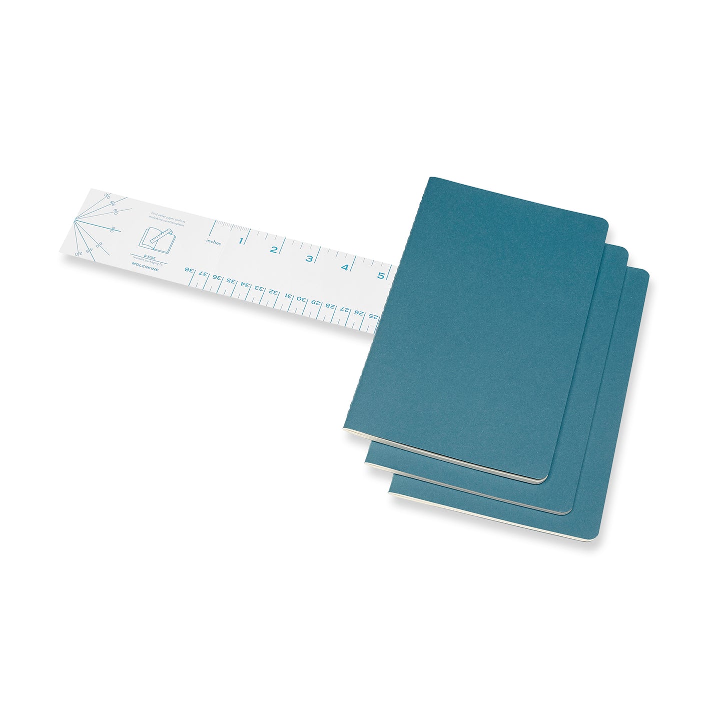 Steel Blue Large Cahier Notebook - Set of 3 Black / Ruled / Large,Black / Plain / Large,Black / Dotted / Large,Black / Squared / Large,Brisk Blue / Ruled / Large,Brisk Blue / Plain / Large,Brisk Blue / Dotted / Large,Brisk Blue / Squared / Large Moleskine