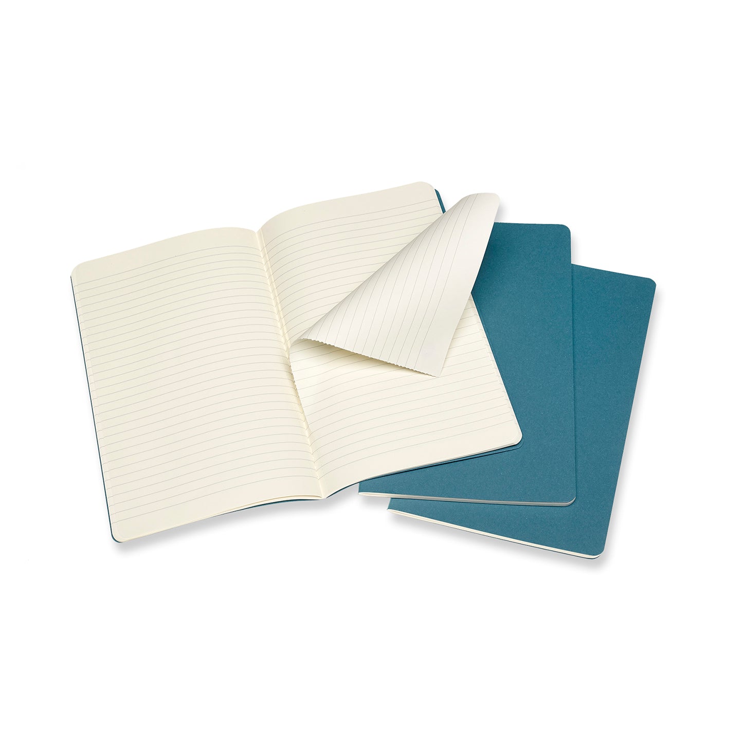 Steel Blue Large Cahier Notebook - Set of 3 Black / Ruled / Large,Black / Plain / Large,Black / Dotted / Large,Black / Squared / Large,Brisk Blue / Ruled / Large,Brisk Blue / Plain / Large,Brisk Blue / Dotted / Large,Brisk Blue / Squared / Large Moleskine