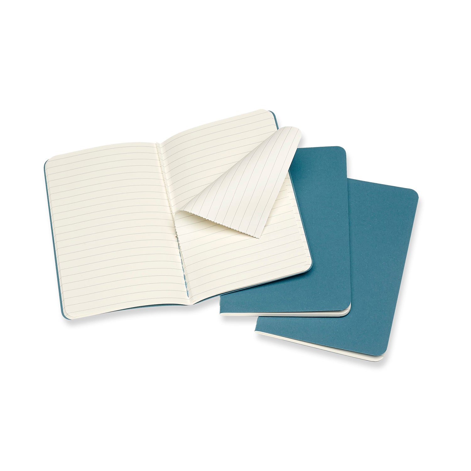 Beige Pocket Cahier Notebook - Set of 3 Black / Ruled / Pocket,Black / Plain / Pocket,Black / Dotted / Pocket,Black / Squared / Pocket,Brisk Blue / Ruled / Pocket,Brisk Blue / Plain / Pocket,Brisk Blue / Dotted / Pocket,Brisk Blue / Squared / Pocket Moleskine