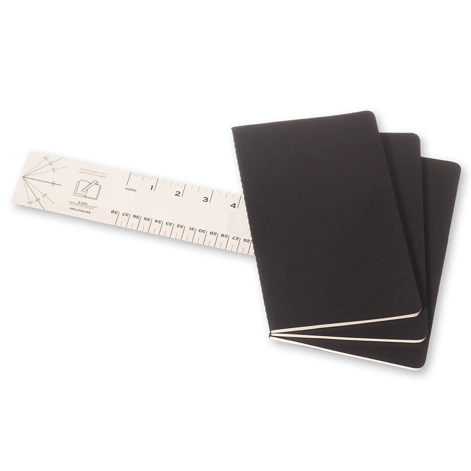 Beige Large Cahier Notebook - Set of 3 Black / Ruled / Large,Black / Plain / Large,Black / Dotted / Large,Black / Squared / Large,Brisk Blue / Ruled / Large,Brisk Blue / Plain / Large,Brisk Blue / Dotted / Large,Brisk Blue / Squared / Large Moleskine