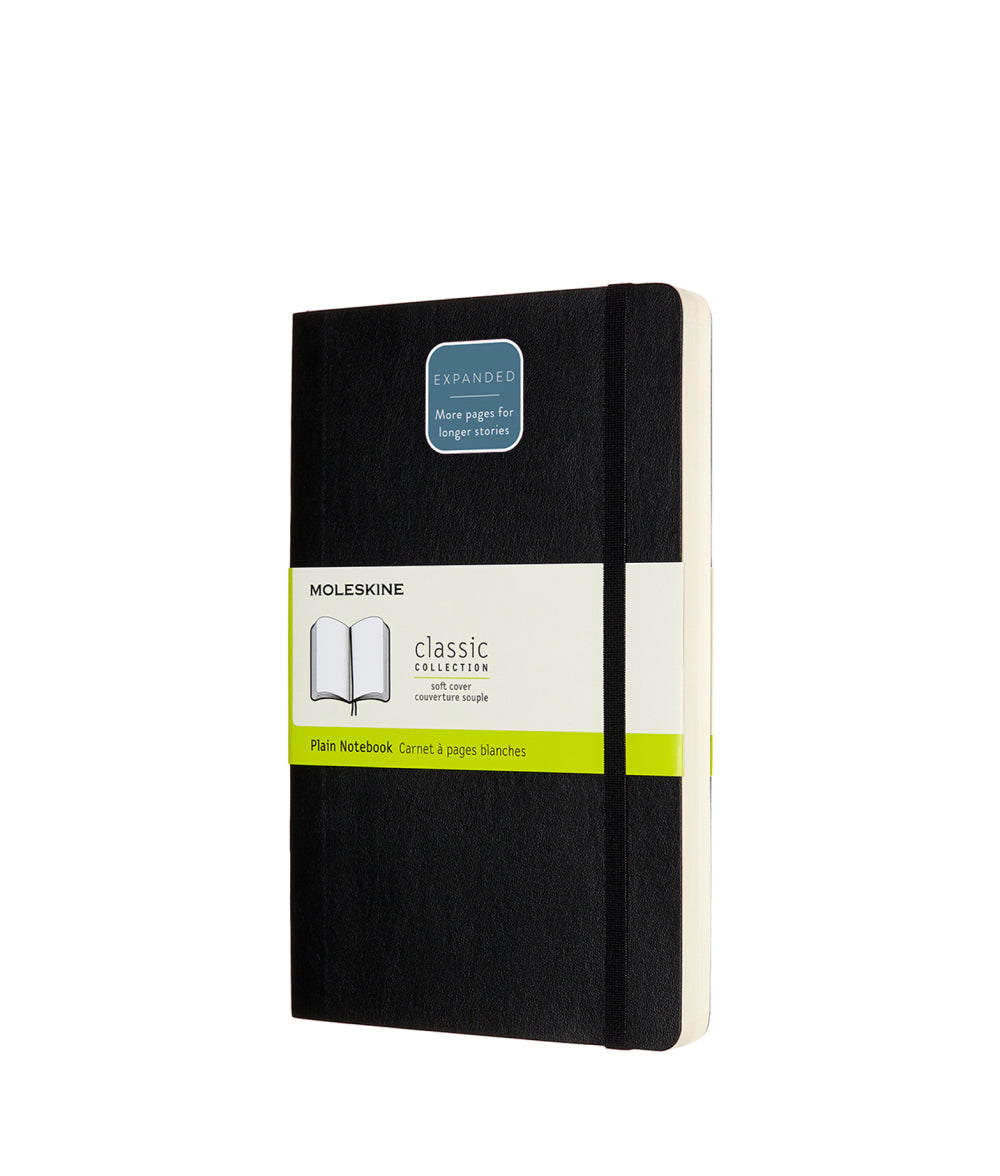 Black Classic Notebook - Expanded Version - Black Softcover / Plain / Large Moleskine