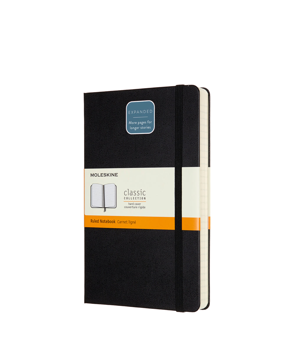 Black Classic Notebook - Expanded Version - Black Hardcover / Ruled / Large Moleskine