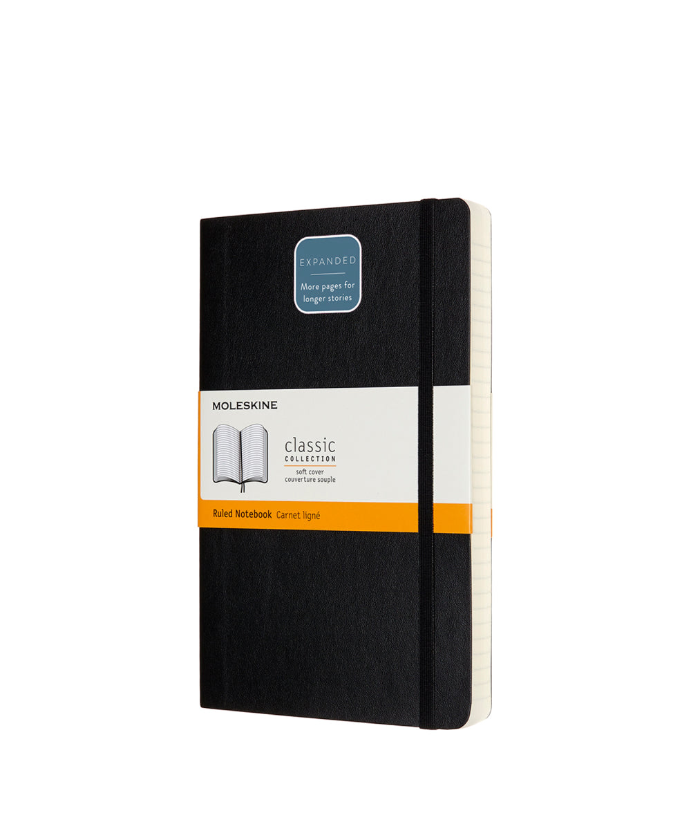 Black Classic Notebook - Expanded Version - Black Softcover / Ruled / Large Moleskine