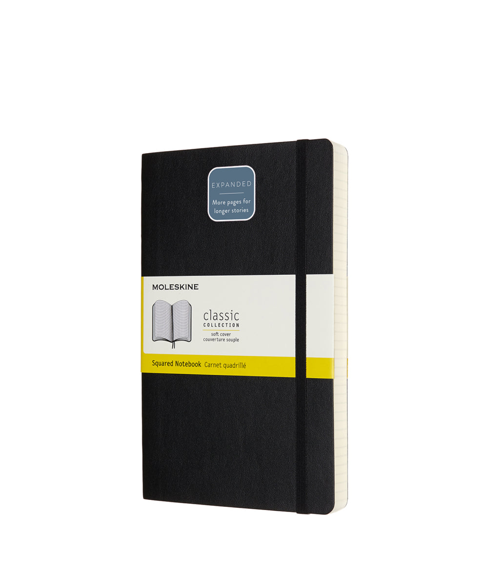 Black Classic Notebook - Expanded Version - Black Softcover / Squared / Large Moleskine