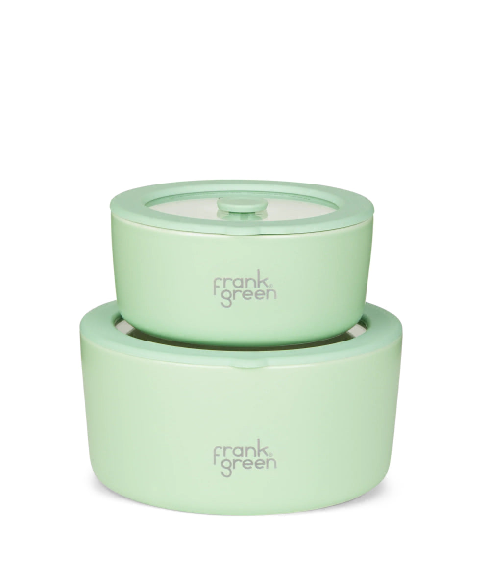 Light Gray frank green™ Porcelain Bowls With Glass Lids (2-pack) Mint Gelato Frank Green