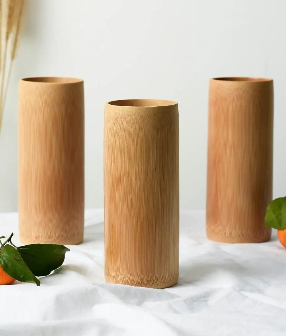 Light Gray Natural Bamboo Drinking Cup Jungle Culture