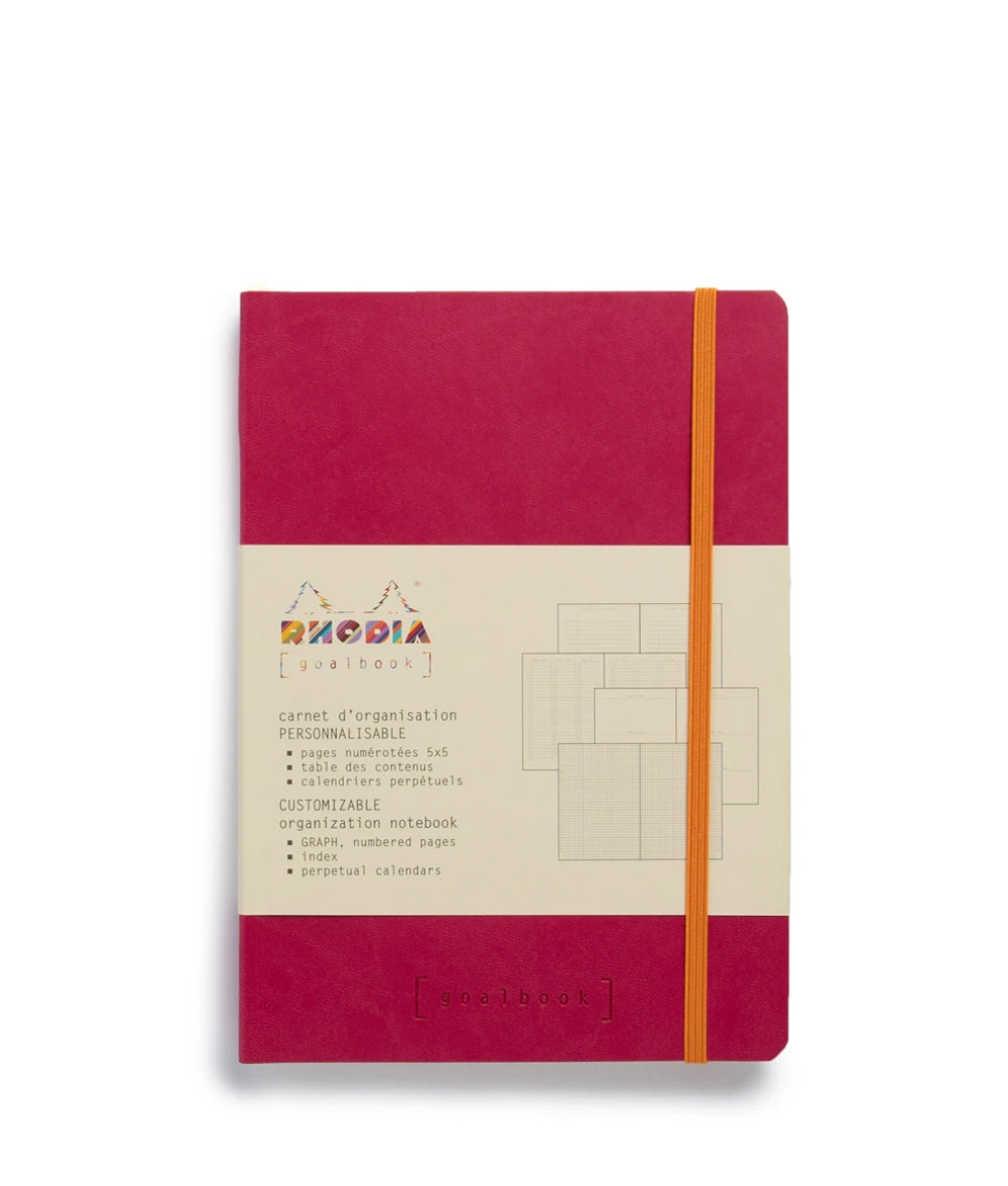 Brown Rhodia Goal Book Softcover / 5x5 Grid / Raspberry Rhodia