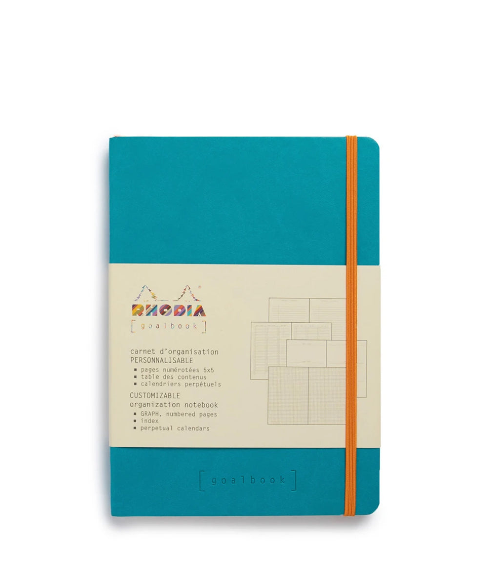 Light Gray Rhodia Goal Book Softcover / 5x5 Grid / Turquoise Blue Rhodia