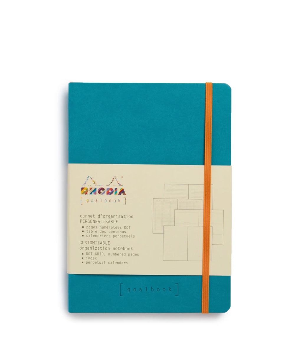 Light Gray Rhodia Goal Book Softcover / Dot Grid / Turquoise Blue Rhodia